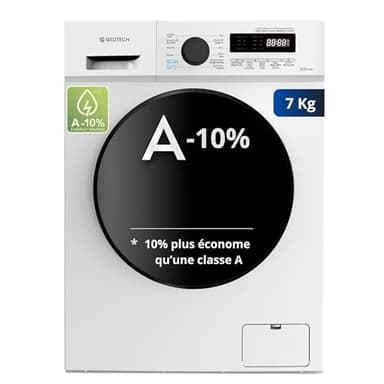 Lave-linge frontal GEDTECH GLL71200WH - 7 Kgs - 1200 tr/mn - 16 programmes - Eco - Intensif - Rapide – Très Faible conso