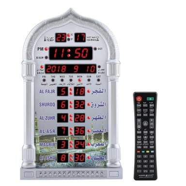 Jadeshay Pendule Murale à Mouslin Reveil De Priere Horloge Priere Musulman Automatique Horloge Murale Islamique Priere Adhan