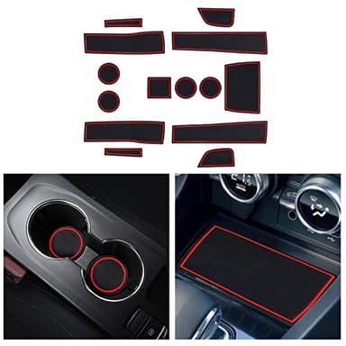 CDEFG Compatible avec Renault Arkana 2021-2024 2025 Tapis de Protection Anti-poussière Antidérapant Coupe Porte Gobelet Tasse Boîte de Bras Caoutchouc de Voiture Console Centrale Accessoire (Rouge)