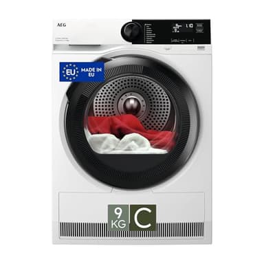 AEG Série 7000, Séchoir à pompe à chaleur, 9 kg, TR7HE9C, technologie SensiDry, classe C, MixDry pour Cotons et Synthétiques, Technologie PreciseDry pour Économie d'énergie, 64 dB, 850 x 596 x 636 mm