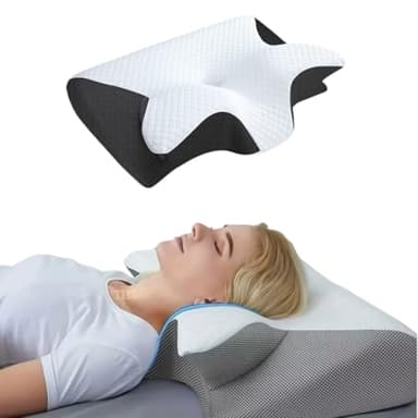 L'oreiller Orthopédique Orthonuit,Oreiller Ergonomique Cervical en Mousse à Mémoire de Forme 3D, en Forme de Papillon - Soutien Cou, Dorsal et Latéral, pour Bureau, Pauses et Dodo