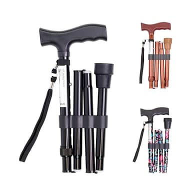 PEPE Mobility Canne de Marche Pliable et Réglable, Baton de Marche Léger Aluminium, Ajustable pour Homme et Femme, Noir