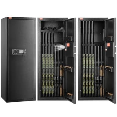 VEVOR Armoire à 6-8 Fusils, Coffre-Fort pour Armes à Feu 2 Façons de Verrouillage par Clavier Numérique et Clés, avec Étagère Amovible et Système d'Alarme, pour Sécurité Domicile, Assemblage Requis