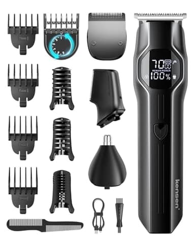 kensen Tondeuse Cheveux Hommes 210 Mins d'Autonomie Tondeuse Barbe Homme Tout-en-Un Tondeuse Multistyle Étanche IPX7 USB-C avec Têtes Nez & Oreilles & Corps Pour De La Tête Aux Pieds 6000/7000 tr/min