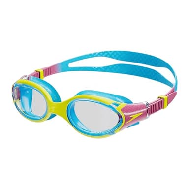 Speedo Lunettes de Natation Biofuse 2,0, Ajustement Aisé Breveté, Antibuée, Anti-Fuites, Confort Accru Lunettes de Natation pour Mixte enfant, Jus de Citron/Rose Kiki/Bleu Picton, Taille unique