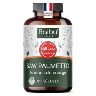 Saw Palmetto - Haute Teneur: 11000 mg de Palmier Nain par Gélule (20:1), avec Graines de Courge - 120 Gélules de Palmier Nain pour 4 Mois d’Utilisation - Végan & Sans Additifs - Raibu