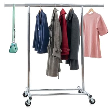 Tatkraft Danko – Portant à Vêtements Solide, Charge 100kg, Montage 1 Min, Portant sur Roulettes, Portant Penderie à Vêtements, Réglable, Acier Chromé