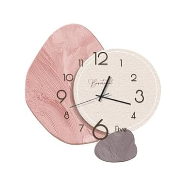 Ergocar Horloge Murale, Créative Silencieuse,Moderne en Porcelaine Cristalline De Style Nordique, Décoration à Piles pour École, Salon, Cuisine, Bureau