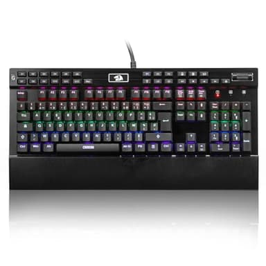 Redragon K550 RGB Clavier de Jeu AZERTY, 104 Touches + 12 Touches Macro G, Clavier mécanique Filaire, Plaque supérieure en Aluminium, Switch Violet cliquable, 2 Ports USB, Repose-Poignet, Noir