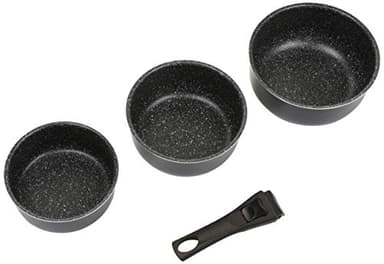JJA 135112 CASSEROLES 16/18/20CM PIERRE + POIGNEES AMOVIBLES, Autre Black