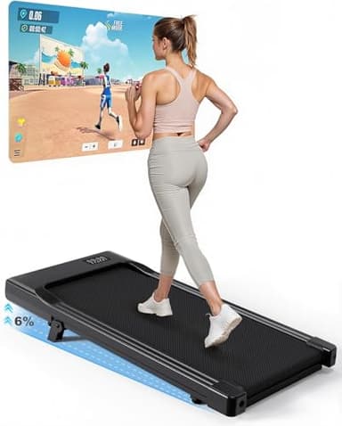 Copant 6% Tapis de Marche Inclinable, Tapis de Course avec LCD Écarn, 2.5 HP Walking Pad avec APP &Télécommande，Charge Max 136 kg, 1-6km/h pour Domicile ou Bureau