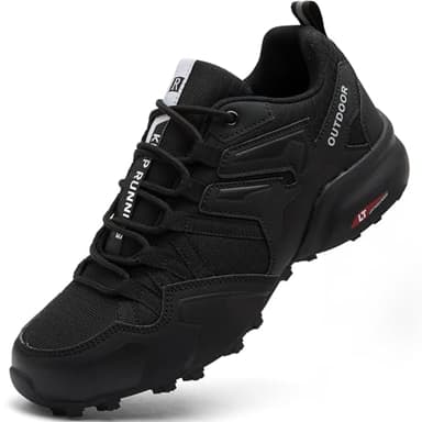 Mufanton Chaussures de Trail Homme Chaussure de Randonnée Trekking Outdoor Fitness Chaussures de Marche Outdoor Respirantes Antidérapantes Chaussures Running,Noir,EU43