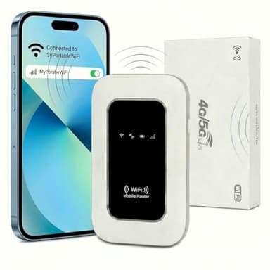 Routeur 5G Portable WiFi 6 -Modem Internet Mobile Haut Débit Déverrouillé， Point d'Accès Mobile (MiFi) pour Voyage, Batterie 2100mAh (12h Autonomie), USB-C, WPA3, Nano SIM, Plug & Play