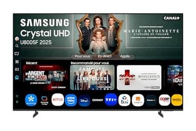 Samsung TV 65 Pouces Crystal UHD 65U8075F 4K Smart TV, Couleurs Incroyables avec Crystal Processor 4K, Écoutez Tous Les Haut-parleurs avec Q-Symphony, Données protégées Knox Security et Gaming Hub