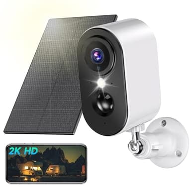PESAIR 2K Caméra Surveillance WiFi Exterieure sans Fil Batterie - Camera Surveillance WiFi avec Panneau Solaire, Vision Nocturne Couleur, Extérieure/Intérieure, PIR Détection Mouvement, IP66, 2,4 GHz
