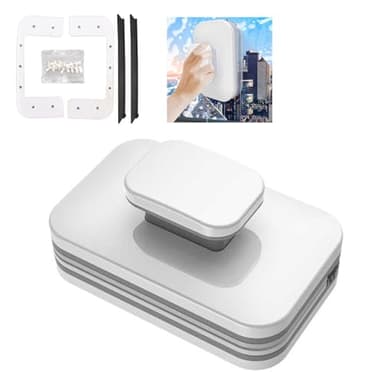 Nettoyeur Vitre Magnétique, Double Face à Raclette Silicone, Éponge Intégrée, lave vitre magnétique - Nettoyage Simultané, Prise Confortable, Idéal pour Vitres Hautes (20-35mm verre)