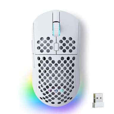 TMKB M1 Souris Gamer sans Fil,Tri-Mode 2.4 G/USB-C/Bluetooth,24000 DPI,6 Boutons programmables, RGB Personnalisable,Ergonomique Souris,Blanc