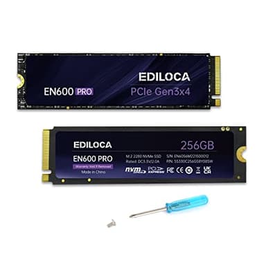 Ediloca EN600 PRO SSD PCle 3.0x4, NVMe M.2 2280, cache SLC, 2800 Mo/s en lecture, 2000 Mo/s en écriture, 3D NAND TLC, disque SSD interne, compatible avec les ordinateurs de bureau et portables -256 Go
