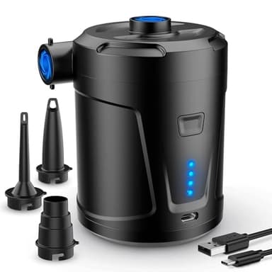Pompe à air électrique - Batterie Rechargeable - 5200 mAh - Piscine pour Enfant - Mini Pompe à air électrique avec 3 Buses d'air - Gonfleur Rapide pour Bateau pneumatique/Matelas pneumatique