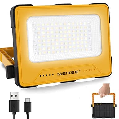 MEIKEE Lampe LED Rechargeable, Projecteur led 60W Super Brillante Portable 12000mAh Chargée avec USB et Solaire, 16 Modes Lumière de Travail Magnétique Lanterne pour Camping Chantier Garage Atelier