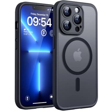 TOCOL Coque Magnétique pour iPhone 13 Pro Max 6,7 Pouces, Compatible avec MagSafe, Protection de l'objectif améliorée, Coque Mat Translucide Fine Antichoc, Noir