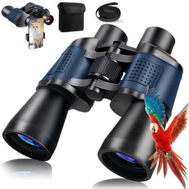 Jumelles 20x50 pour Adultes avec BAK4 Prism, FMC lentille, Compact, pour Observation des Oiseaux, Concerts, Chasse et Jeux de Sport, Jumelles pour Adultes et Enfants avec Adaptateur pour Smartphone