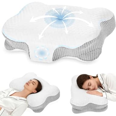 Dozion Oreiller Ergonomique Cervical pour Dormir - Oreiller Orthopédique en Mémoire de Forme, Soutien de la Nuque Latéral et Dorsal, Housse Déhoussable et Lavable, 58×40×10/13 cm