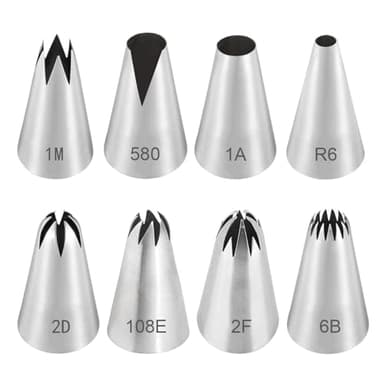 HIOQFR 8pcs Grosse Douille Patisserie Professionnelle Cupcake Douille Cannelée Grandes Douilles à Pâtisserie Embouts de Glaçage Embout Poche a Douille Patisserie Inox pour Décorer Gâteaux Muffins