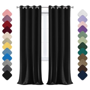 Rideaux acoustiques anti-bruit pour salon, isolation thermique, fenêtres 1 pièce, 240 x 180 cm (H x l), noir