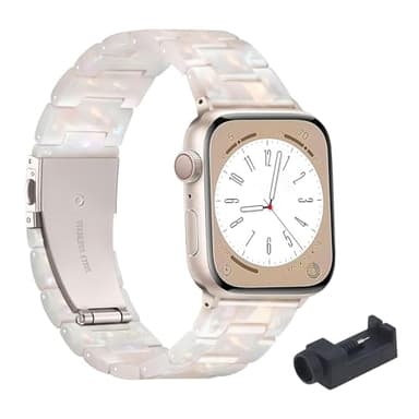 Bracelet Léger en Résine Compatible avec Apple Watch 38/40/41mm, Boucle Acier Inoxydable,Et 38mm, 40mm, 41mm pour iWatch Ultra/Ultra 2, série SE 10 9 8 7 6 5 4 3 2 1,42mm seulement pour Serie10