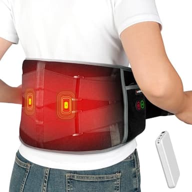 Comfytemp Ceinture Lombaire Chauffante,150x20cm Coussin Chauffant Pour La Taille Sans Fil avec 3 Modes De Massage et 3 Niveaux de Température, Ceinture Massage pour Détendre les Lombaires, Abdominales