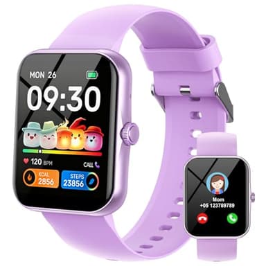 Fitness Tracker Montre Connectée Enfant, 1,83" HD Montre Intelligente pour Garçon Fille IP68 Étanche avec 120+ Modes Sport Cardiofrequencemètre Podomètre Réveil Jeux pour Ados 4-16 Ans Cadeau, Violet