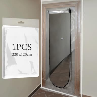 Porte Anti-Poussière avec Fermeture Éclair, Protection Antipoussière Zippée De U, 220 x 120 cm Réutilisable Bache de Protection Transparente, pour rénovation Transformation assainissement