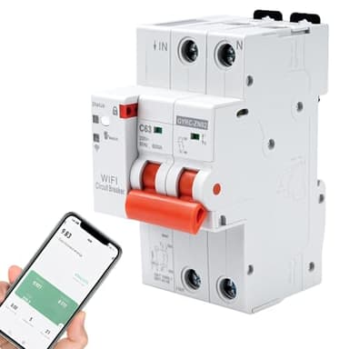 Jadeshay Disjoncteur Différentiel 63A, Tuya Disjoncteur WiFi Intelligent Interrupteur wifi Avec Protection de réenclenchement, Protection Contre les Surtensions et les Sous-tensions 230V 2P