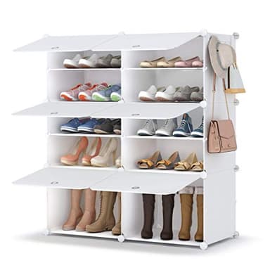 HOMIDEC Meuble Chaussure, 5 Niveaux Rangement Chaussure 20 Paires Etagere Chaussure avec Porte, Armoire a Chaussures pour Entrée Salon Chambre, Blanc