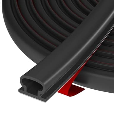 Hzetuu Joint de Porte Autocollant Caoutchouc - Bande d'Étanchéité Isolation Phonique, Efficacité Énergétique, Résistance aux Intempéries pour Fenêtres, Portes d'Entrée & Intérieurs, Noir, 3 Mètres