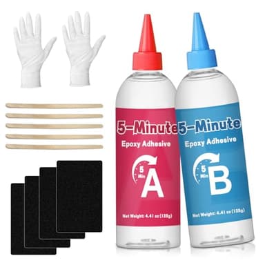 EIGTWEN 5 min colle epoxy bi-composant transparente résistante à la chaleur, 2 x 125 ml, pour métal, plastique, bois, céramique, verre et plus