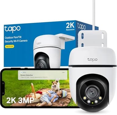 Tapo C510W 2K Caméra de Surveillance WiFi extérieur 360°, Vision Nocturne Couleur, Détection de Personne et Suivi de Mouvement, Étanche IP65, Alarme sonore Personnalisable
