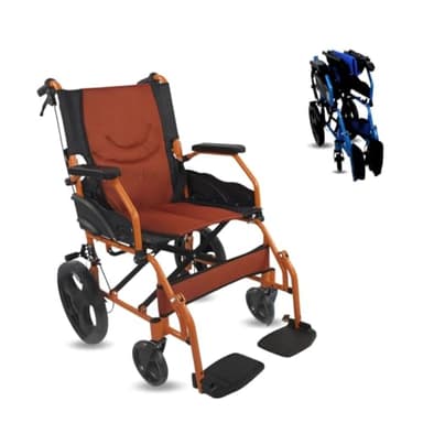 Mobiclinic®, Fauteuil roulant, Pliant, Léger, Siège 46 cm, Deux systèmes de freinage, Dossier, Aluminium, Repose-pieds pliants, Modèle pirámide, Petites roues, Accoudoirs fixes