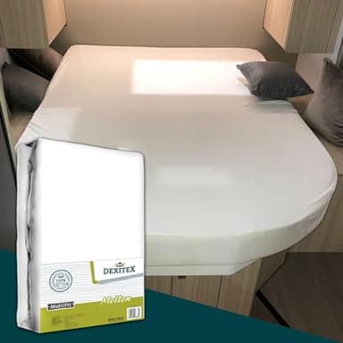 Dexitex - Molton - Protège Matelas - Camping Car - Central - Caravane Matelas - Queens- Lit Caravane - Lit Camping Car - Oeko-Tex - 100% Coton - Blanc - (135-160cmx190-210cm)