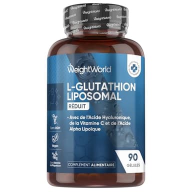 Glutathion Liposomal Réduit 1000mg - 90 Gélules Vegan – Glutathion Liposomal Vitamine C, Acide Hyaluronique, Acide Alpha-Lipoïque - Phospholipides de Tournesol - sans Soja et sans OGM
