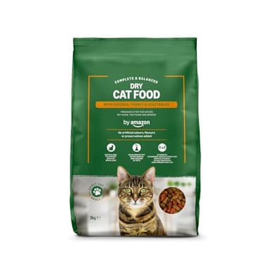 by Amazon - Croquettes complètes pour chats adultes au poulet, dinde et légumes, 3kg, lot de 1