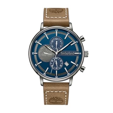 Timberland TDWGF2182901 Montre à Quartz analogique pour Homme avec Bracelet en Cuir, Marron, Moderne