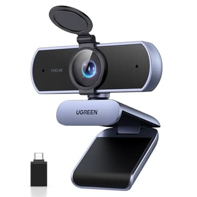 UGREEN Webcam 4K 30FPS Caméra USB A C PC Autofocus Deux Micro Antibruit Correction Lumière 360 Degrés Rotation Plug Play Windows MacOS Linux Streaming Youtube Skype Appel Zoom Vidéoconférence
