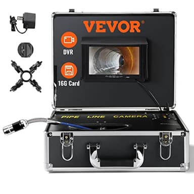 VEVOR Caméra Inspection Canalisation 30 m Endoscope d'Écran 7'' avec Enregistreur DVR Étanche IP68 12 LED Réglables Carte SD 16 Go pour Conduit Tuyaux Égout Maison Évacuation des Eaux Usée Plomberie