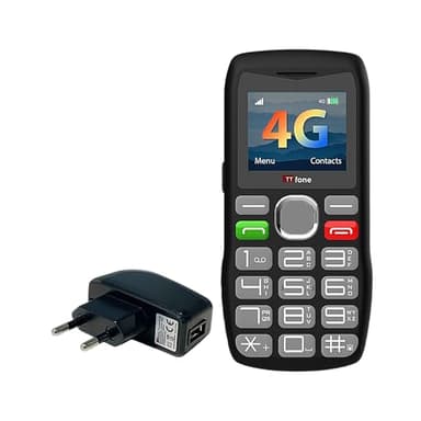 TTfone TT890 Téléphone 4G pour Seniors Téléphone Mobile à Grandes Touches Facile à Utiliser avec Bouton d’Appel d’Urgence, Chargement USB-C, Bluetooth, Appareil Photo Débloqué (avec Chargeur Secteur)