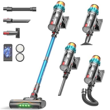 ElecKeys Cordless Vacuum Cleaner Aspirateur Balai sans Fil 48 kPa/580 W/65 Min, Ultra-Silencieux à 45 DB Aspirateur avec LED, Aspirateur sans Fil Anti-enchevêtrement