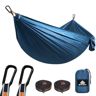 NATUREFUN Hamac Ultra-léger de Voyage Camping | 300 kg Capacité de Charge,(275 x 140 cm) Nylon à Parachute| 2 x Mousquetons de qualités, 2 x Sangles de Nylon| pour Jardin d'interieur/extérieur
