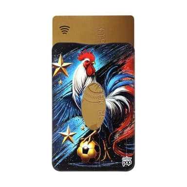 Color Pop Porte-Carte Rigide Anti-RFID – Fabrication Française – Collection Foot – PVC – Protection Carte crédit - 6 x 9,1 cm (Coq)