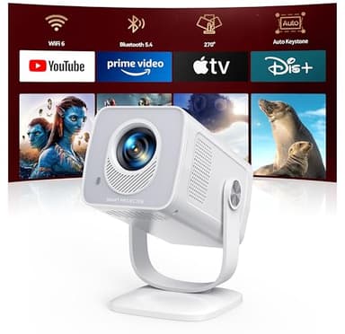Mini Projecteur 4K【App Intégrée & Auto Keystone】Android 13, Videoprojecteur Portable WiFi6 Bluetooth 5.4 avec Rotation 270°, TOPTRO Mini Video Projecteur Portable 1080P FHD Home Cinéma/Extérieur Zoom